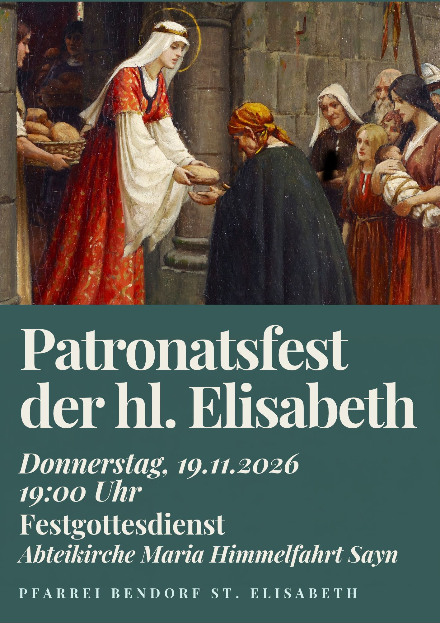 „The Charity of St. Elizabeth“ von Edmund Blair Leighton (c) Plakat: Linda Godlinski „The Charity of St. Elizabeth“ von Edmund Blair Leighton